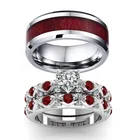 Романтическое кольцо для пары модное мужское кольцо из нержавеющей стали посеребренное заполненное сердцем циркониевое Гранатовое женское свадебное кольцо набор