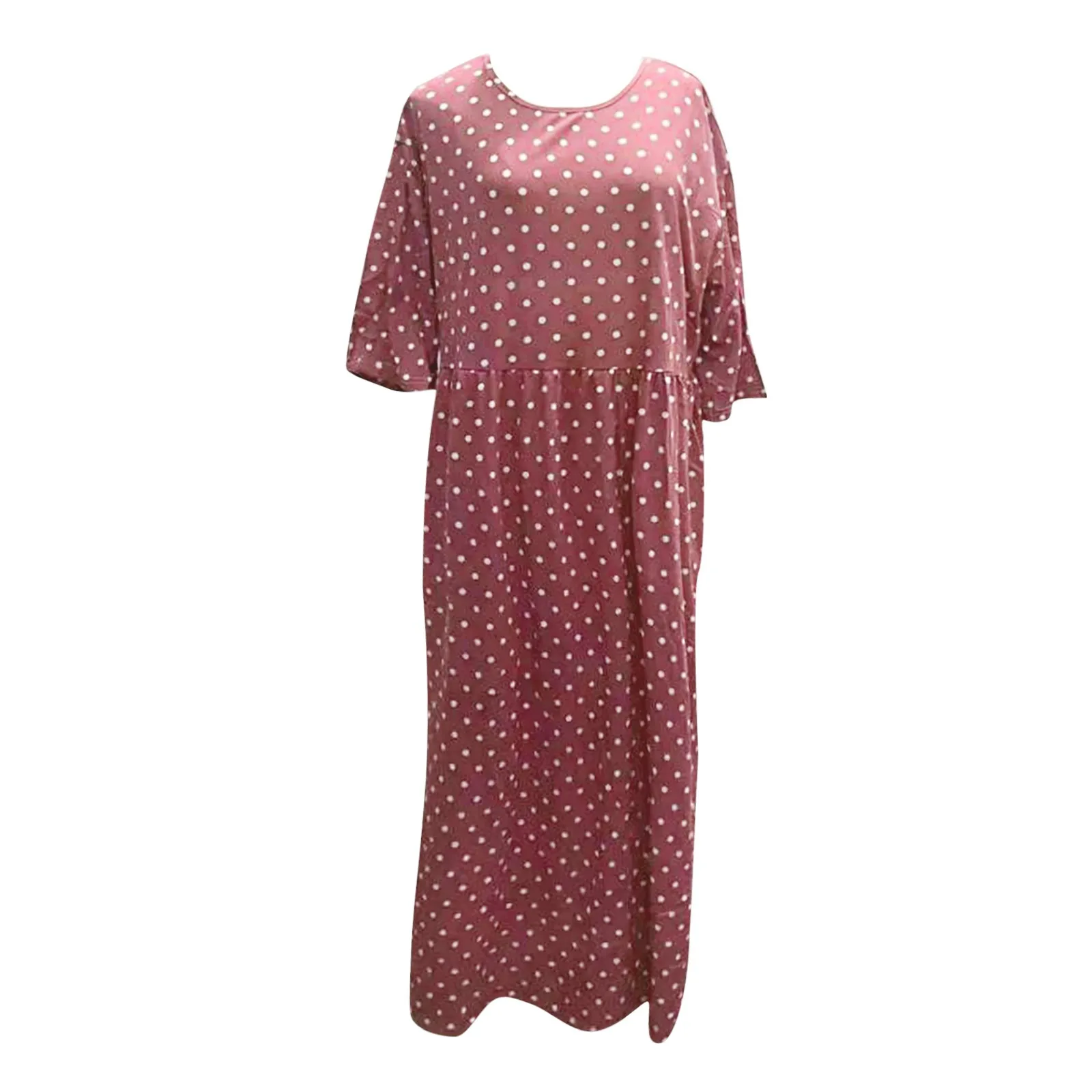 

Women's Causal Short Sleeve Polka Dot Printed Dress Retro Beach Dress Plus Size