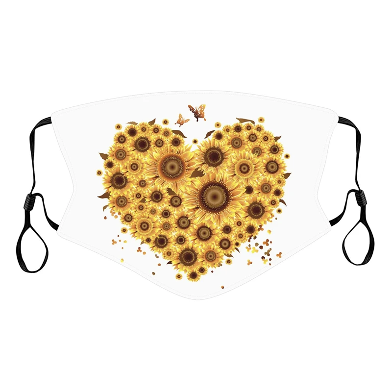 

Women Dustproof Windproof Cotton Breathable Mouth Mask Heart Printed Mask Reusable Face Cover Washable Outdoor Adjustable Masks