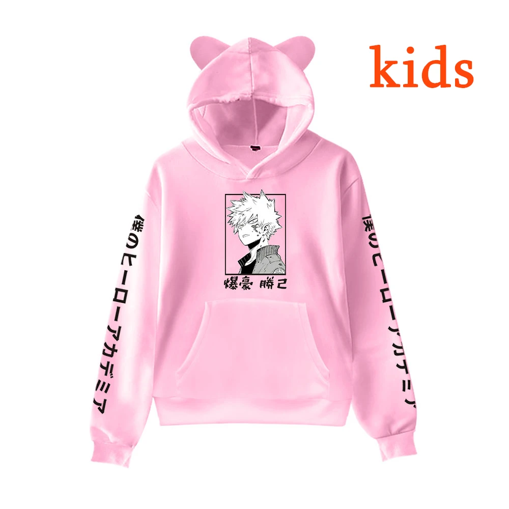 

My Hero Academia Hoodie Cat Ears Cap Anime My Hero Academia Children's Hoodie Crop Top Warm Winter Boys and Girls Clothes