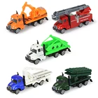 Детские Мини литые под давлением грузовики автомобиль имитация полиции пожарная Инженерная раздвижная машина сплав металлические модели развивающие игрушки для мальчиков подарки