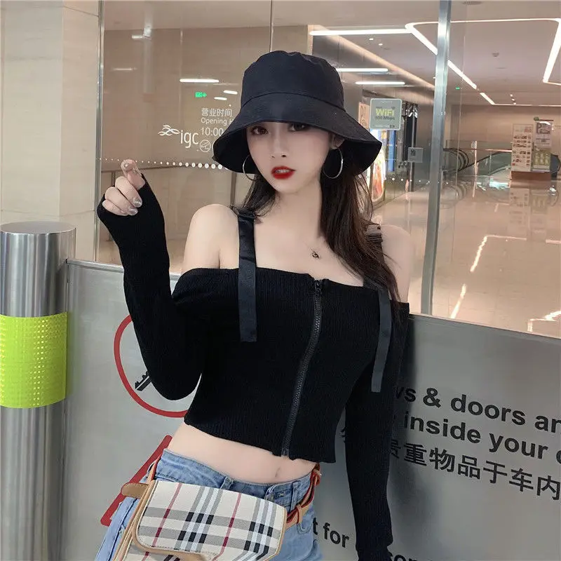 Женские свитера Femme Chandails Для женщин с открытыми плечами и вышивкой на тонких