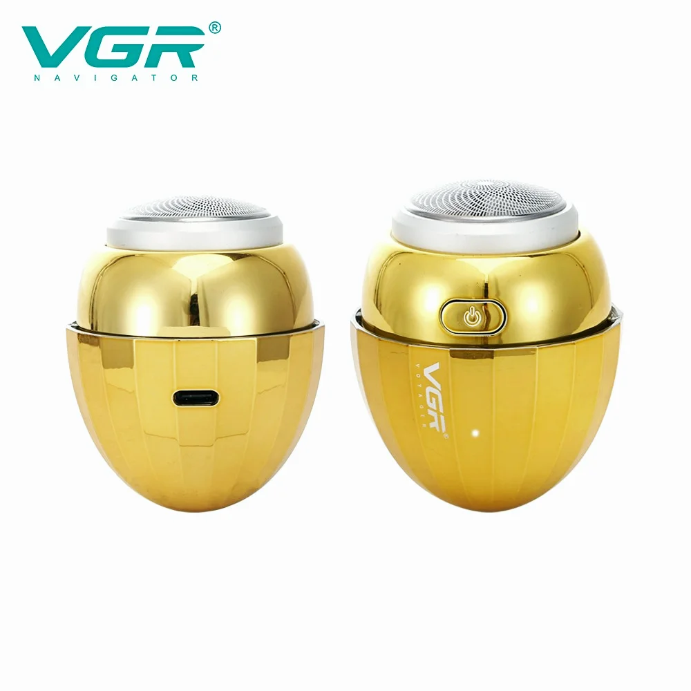 VGR Egg-Shaped Electric Shaver For Men Beard Trimmer Gold Electric Razor Beard Cutting Machine Waterproof USB Charging V-321 enlarge