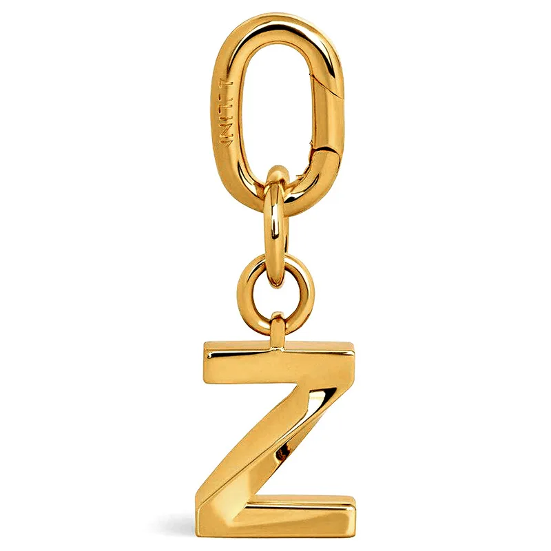 

French retro 26-letter necklace earrings with brass gilded ins cold wind earrings