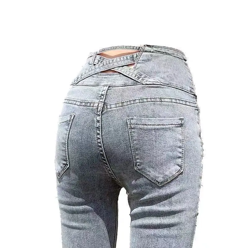

Spring and Autumn New Jeans Women High-Waisted Pants Feet Stretch Pants Womens Skinny Jeans