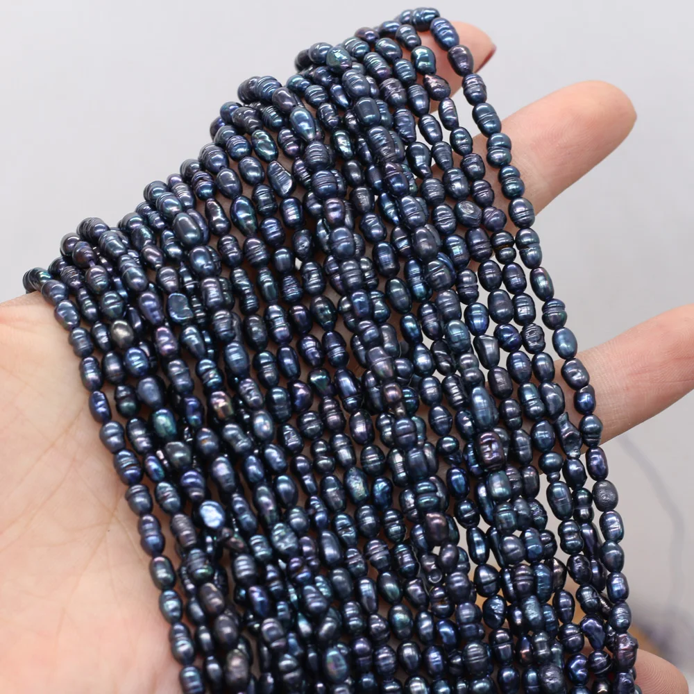 

2021 Fashion High-quality Natural Freshwater Pearl Rice-shaped Black Bead Jewelry For Making DIY Necklace Bracelet Accessories
