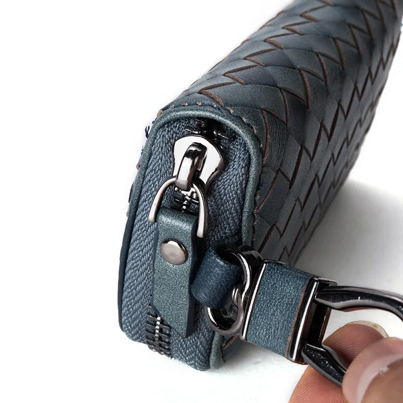 

Genuine Leather Sheepskin Men's key holder Knitting Vintage Design Large Capability Multifunctional Key Wallet Vehicle Key Bag