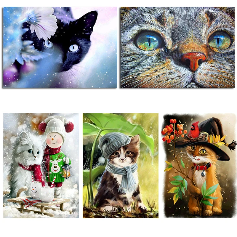 5D алмазная картина полный дисплей черная вышивка кошка из кристаллов Полный