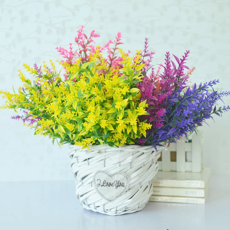 

36cm Lavender Artificial Flower High Quality Plastic Bouquet 7 Forks Fake Flower For Wedding Living Room Bedroom Home Decor