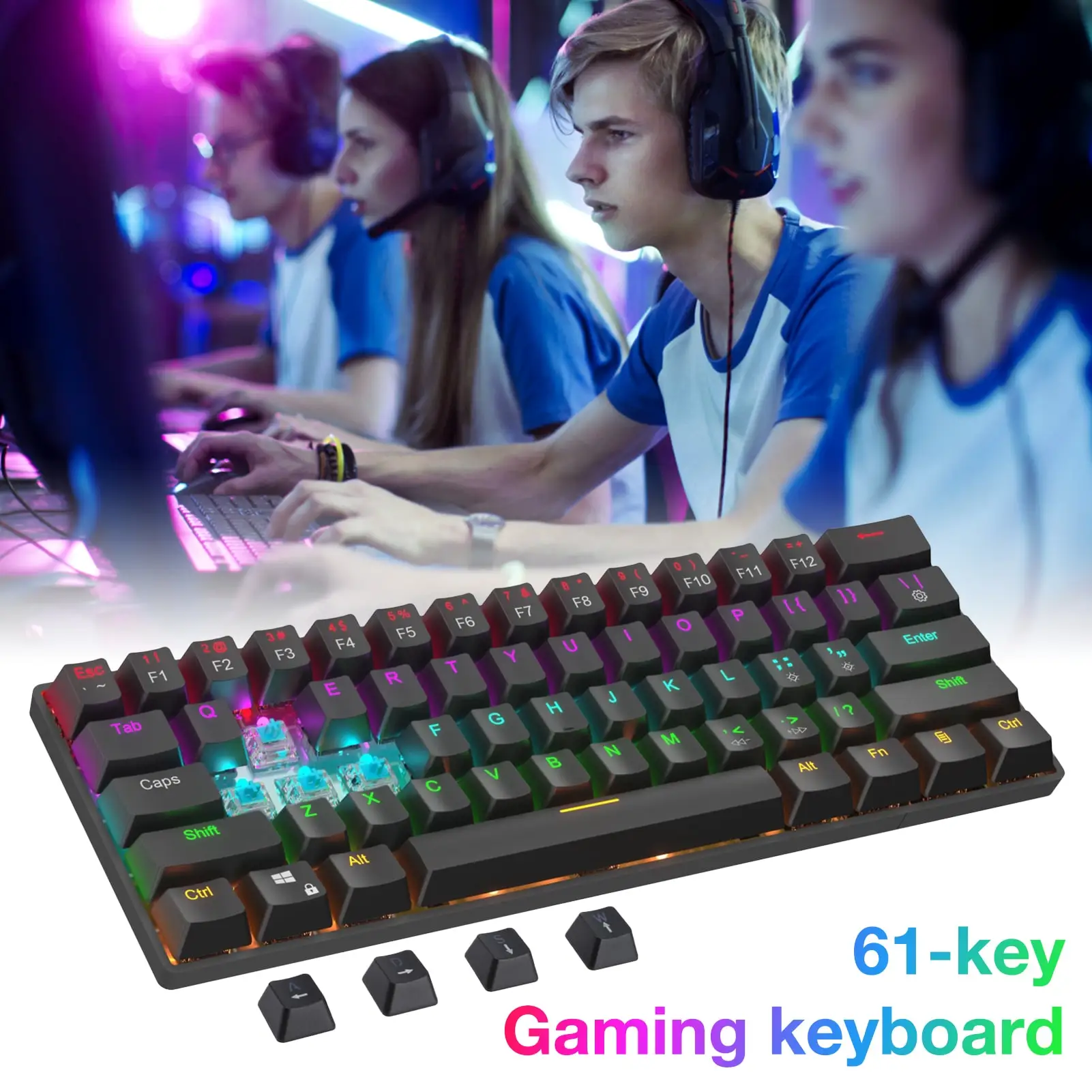 

USB-клавиатура Механическая с RGB-подсветкой, 61 клавиша