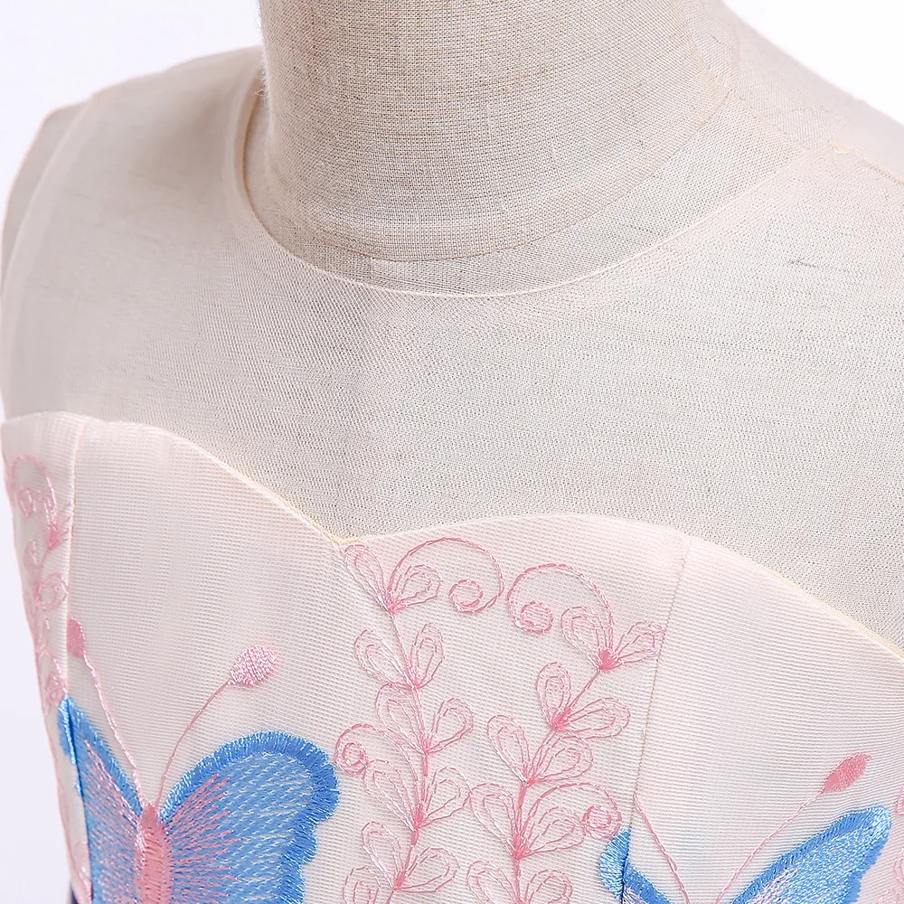 Платье кружевное для девочек 3-10 лет с вышивкой в виде бабочек | Детская одежда и