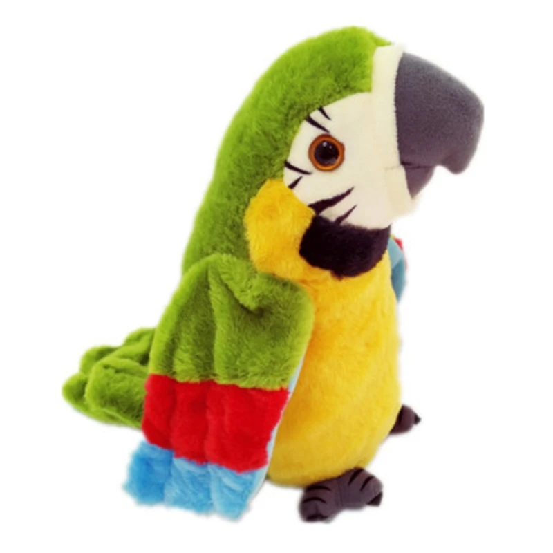 

T5EC 120 Songs Learn To Talk Parrot Fan Swinging Wing Plush Toys, Children Electric Recording Parrot Doll Toy for education