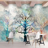 custom modern colorful tree murals living room restaurant cafe creative art wallpapers 3d self adhesive waterproof home d%c3%a9cor