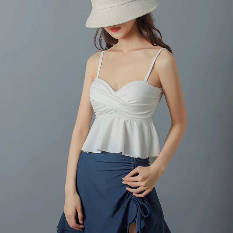 Танкини одежда для плавания женщин высокая талия бикини с юбкой купальный костюм