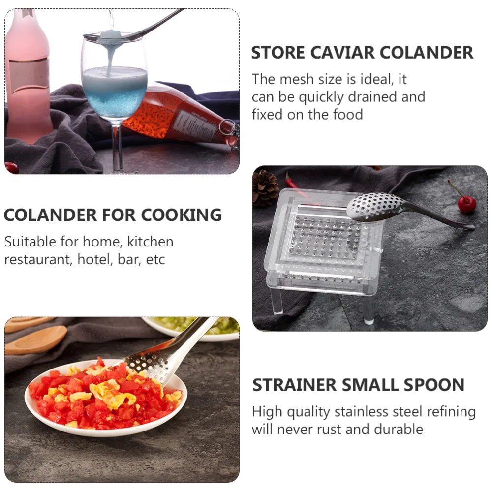 

2pcs Household Small Cooking Colanders Stainless Steel Slotted Spoons (Silver)