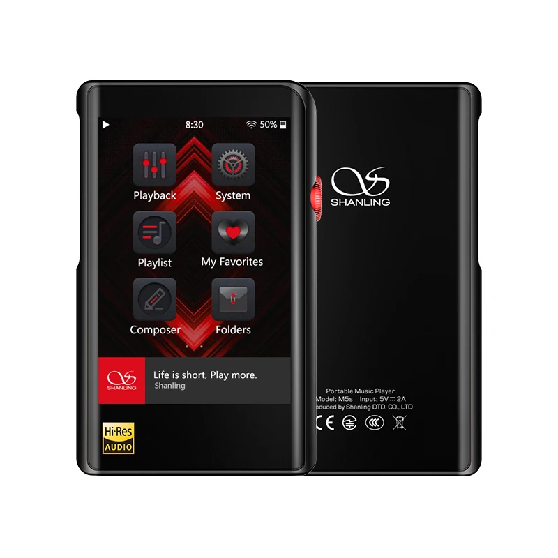 Black red Shanling M2X AK4490EN DSD256 32 бит/384 кГц Bluetooth Hi-Res портативный музыкальный плеер сбалансированный - Цвет: Black red