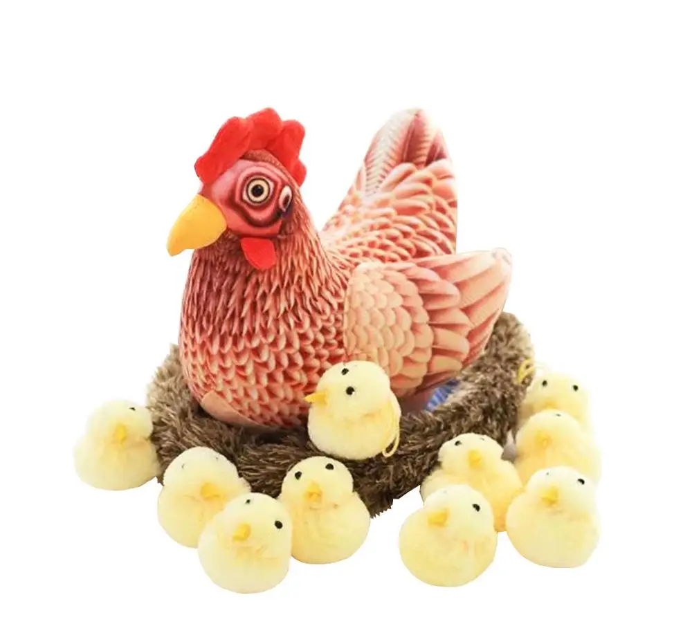Большой Цыпленок чучело плюшевый петух цыплят и гнездо плюшевое животное с