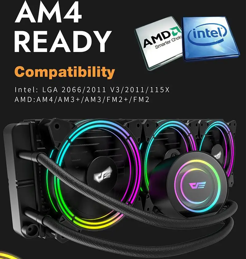 darkflash water cooling cpu cooler computer rgb water cooler heatsink integrated cpu cooling fan radiator lga 11512011am3am4 free global shipping