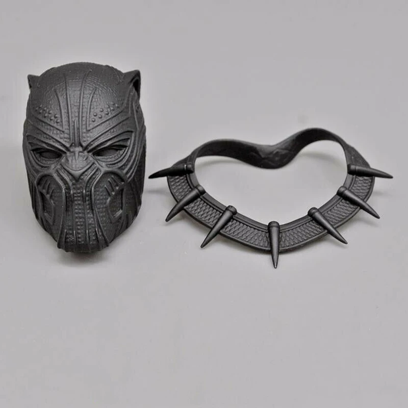 Резьба по голове черной Пантеры и воротник в масштабе 1/6 подходит для мужской