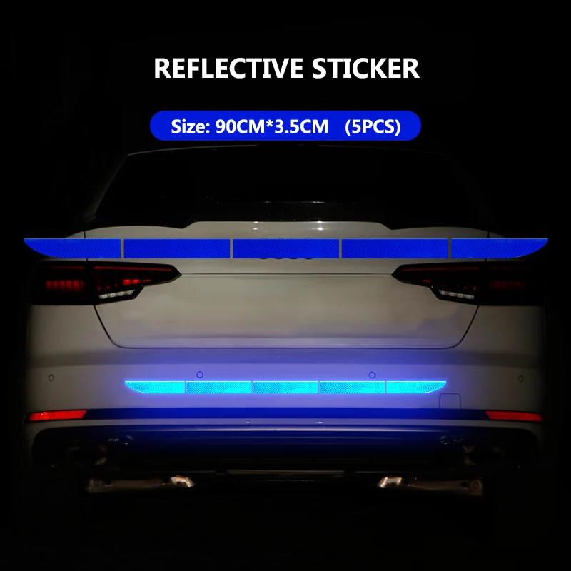 blue Автомобильный багажник Светоотражающая полоса наклейка s наклейки нано Предупреждение безопасности декоративный элемент для бампера отражатель стикер Авто внешние аксессуары - Цвет: blue