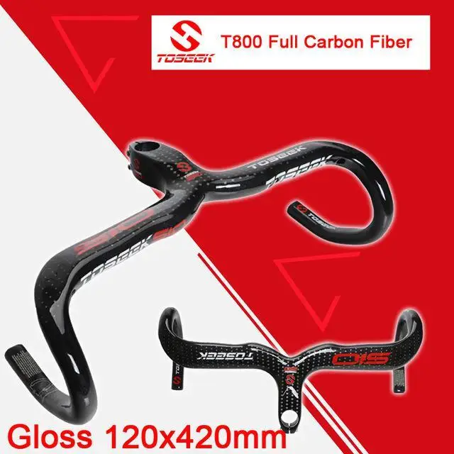 Toseek Vollcarbon Lenker Rennrad Bent Bar Manillar Integrado Del Manillar De La Bicicleta Brillante/mate Bike Teile - Цвет: gloss 120 x 420