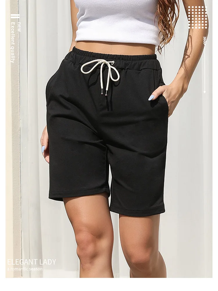 

Summer women's sports fitness running shorts with pockets 6808