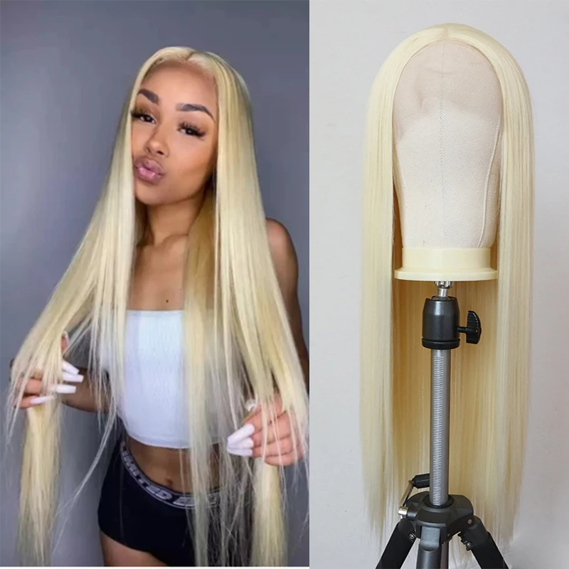 Synthetic 613 Lace Frontal Wig For Women Heat Resistant Fiber Hair Straight Lace Front Wig 24 Inches Cosplay Wig