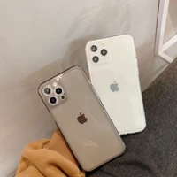 simple korean couple retro gray transparent phone case silicone cover for coque iphone 12pro 11pro xs max 7 8plus x xr mini case