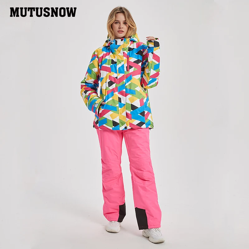 MUTUSNOW, новинка, высококачественный Женский лыжный костюм, Брендовые женские зимние штаны, ветрозащитная водонепроницаемая одежда, зимняя куртка для сноуборда