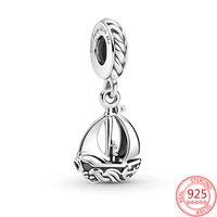 new hot 925 sterling silver ocean sailing sailboat beads charm pendant fit original pandora bracelet diy jewelry gift for women