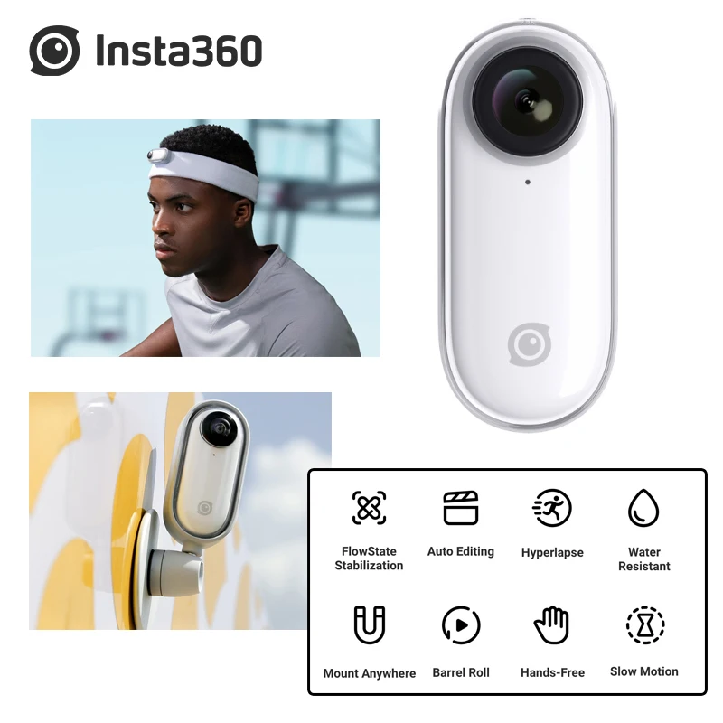 Экшн камера Insta360 GO Sport AI панорамная с режимом свободные руки 1080P видео