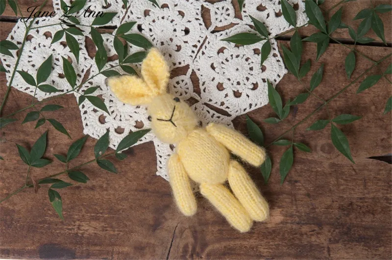 yellow rabbit Jane Z Ann кукла ручной работы для фотосъемки новорожденных кролик девочка медведь свинья кошка реквизит для студийной съемки аксессуары - Цвет: yellow rabbit