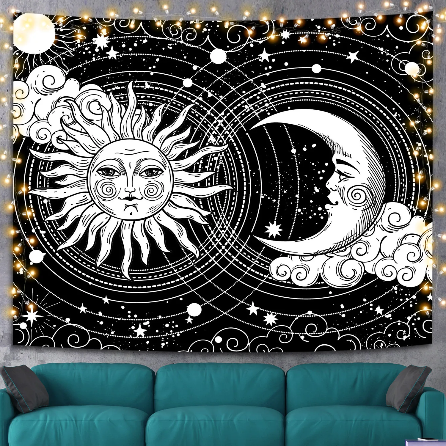 

Sun and Moon Tapestry Black and White Zodiac Wall Hanging Constellation Tapestries Hippie Wall Rugs Dorm Decor Blanket