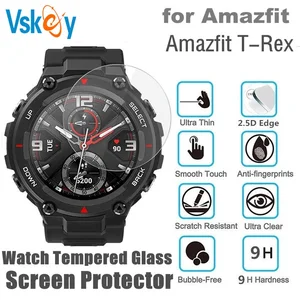 Vskey 100pcs tempered glass for amazfit t-rex screen protector smart wrist watch anti-scratch protective film 1 Item image