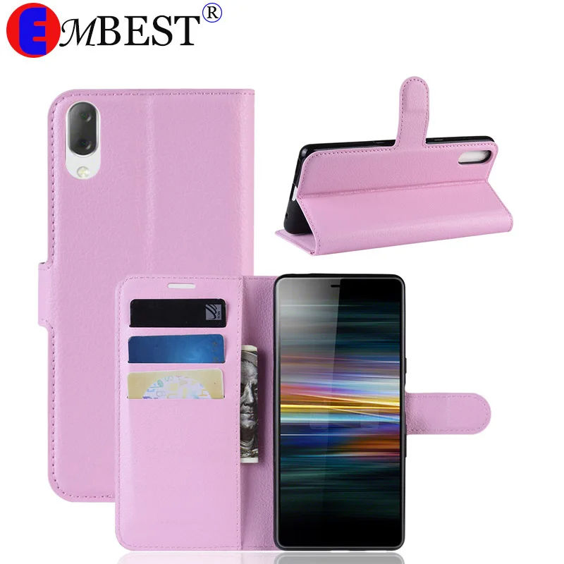 Роскошный кожаный чехол бумажник EMBEST с подставкой для sony Xperia 1 2 L2 L3 10 Plus Ace