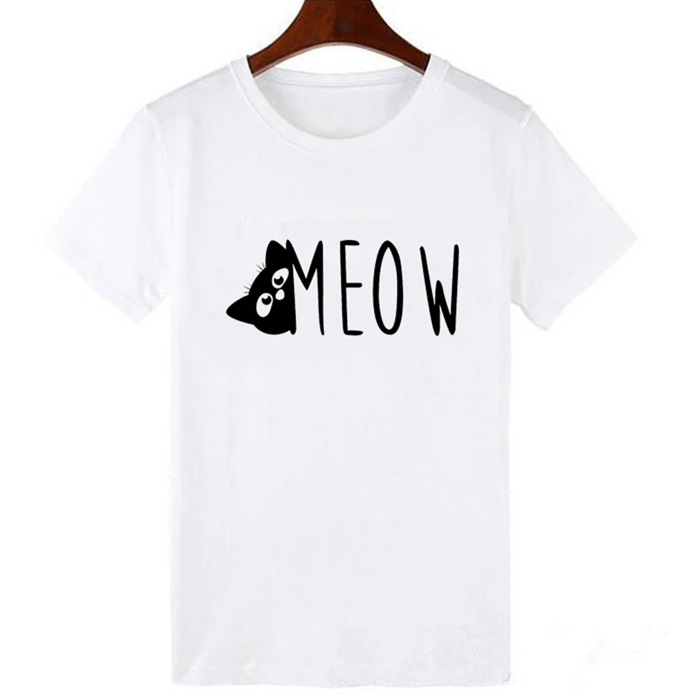 Футболка LUCKYROLL женская с надписью Kitten MEOW Повседневная рубашка в стиле Харадзюку