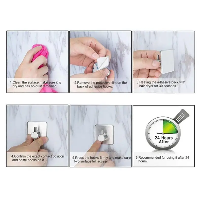 

4pcs Bathroom Hooks Stainless Steel Rustproof Multi-function Waterproof Oil Proof Wall Mounted Kitchen Home Supplies