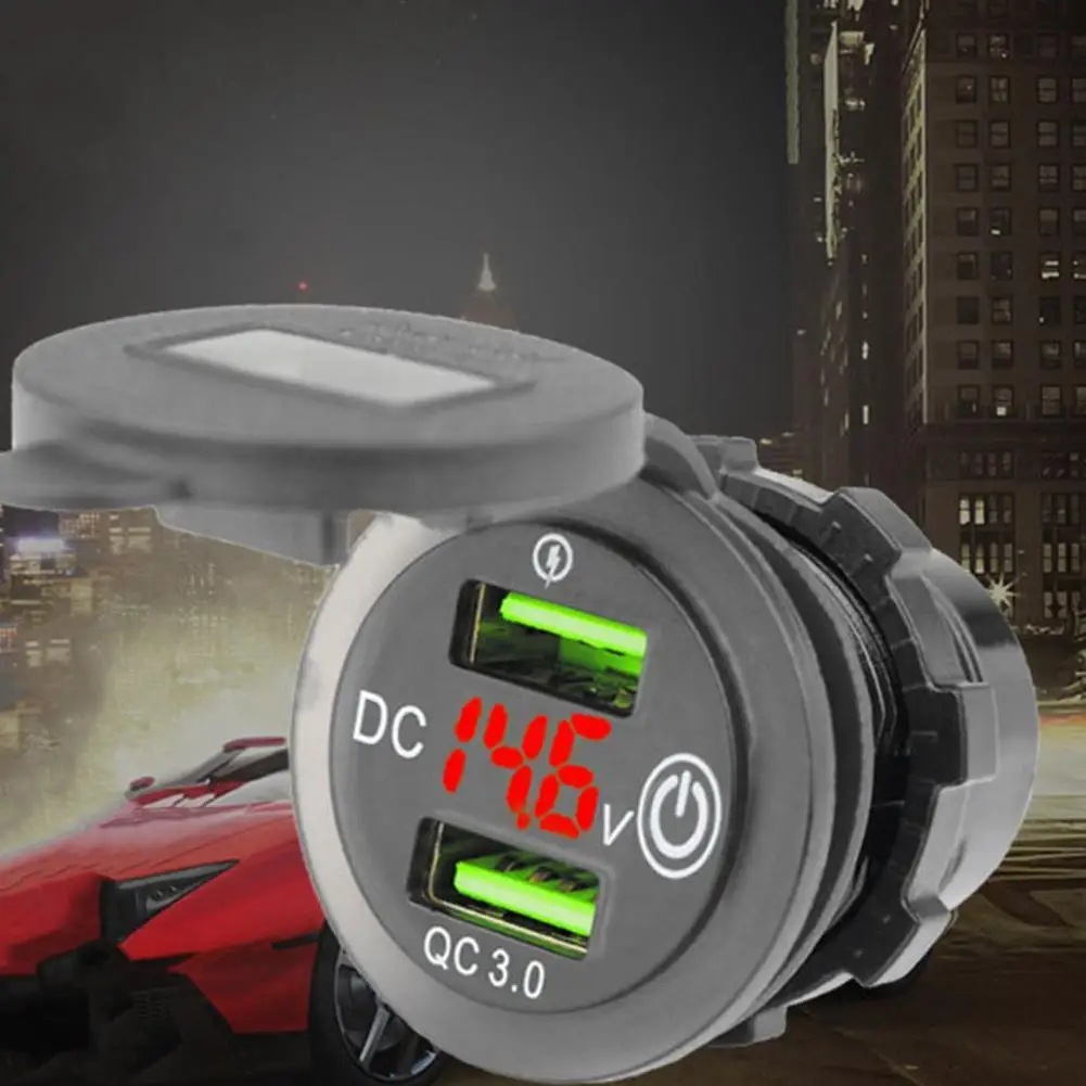 

50% Hot Sales!!!QC3.0 Fast Charger Dual USB Waterproof PC Touch Switch Mini Charger for Car