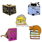 Мультяшная креативная брошь из сплава в виде животного, милый щенок, кошка, любовь, книга для чтения, декоративный значок для рюкзака