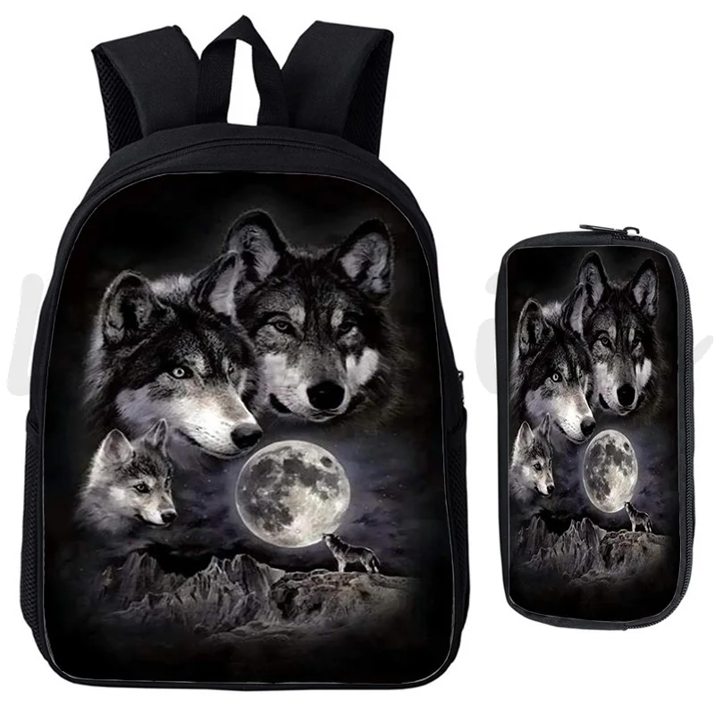 Рюкзак для мальчиков и девочек с изображением Льва волка школьные ранцы