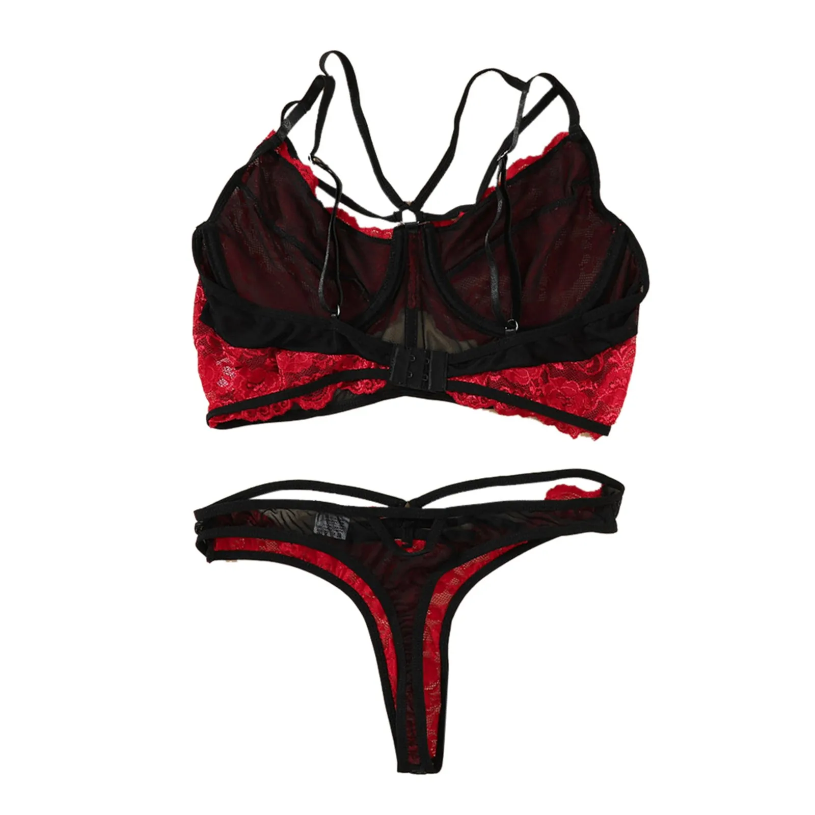 

High Quality Erotic Lingerie Women's Sexy Big Yards See-through Lace Underwear Temptation Three Point Suits Sexy Lingerie #L