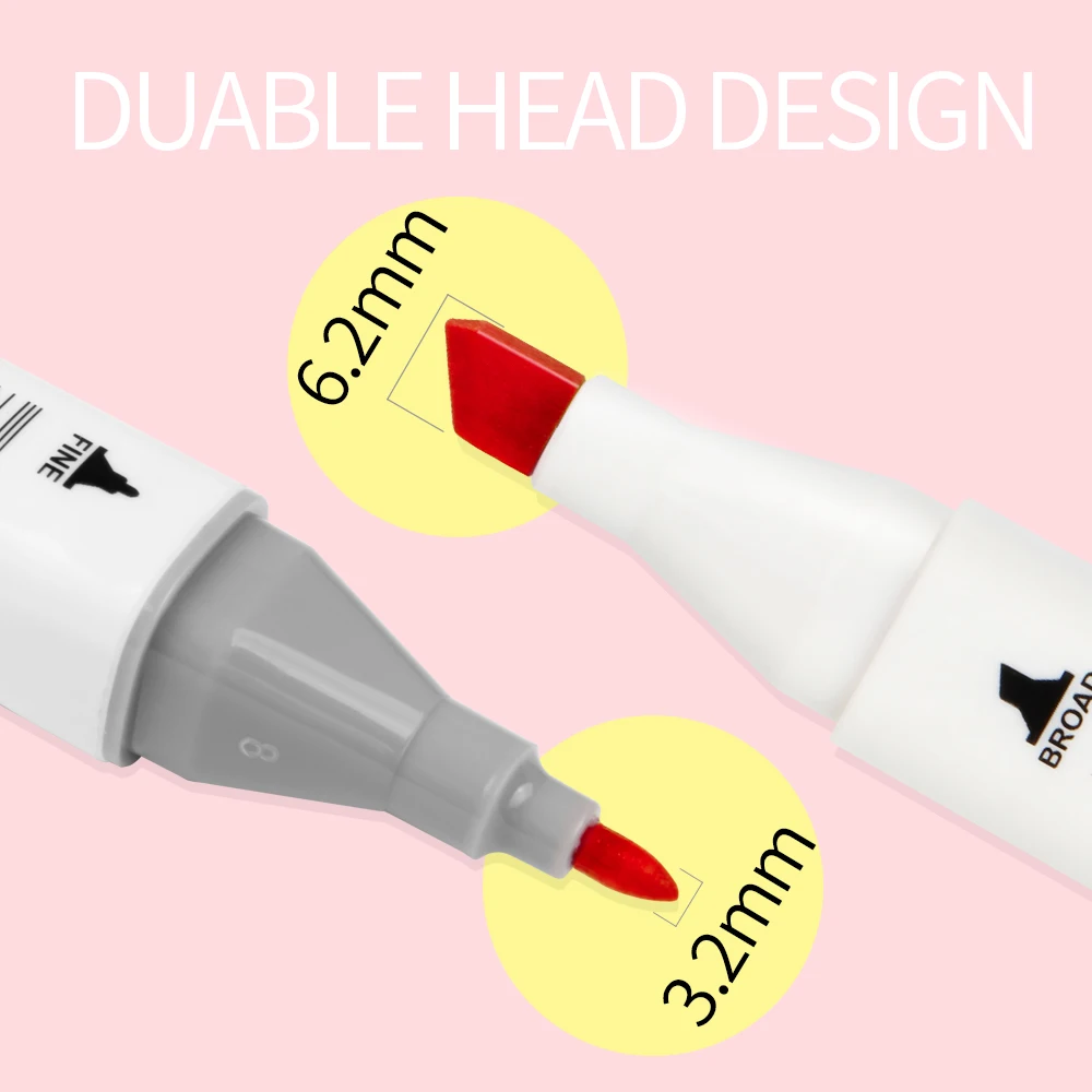 Набор маркеров для рисования на спиртовой основе 12/24/36/80 цветов двусторонние