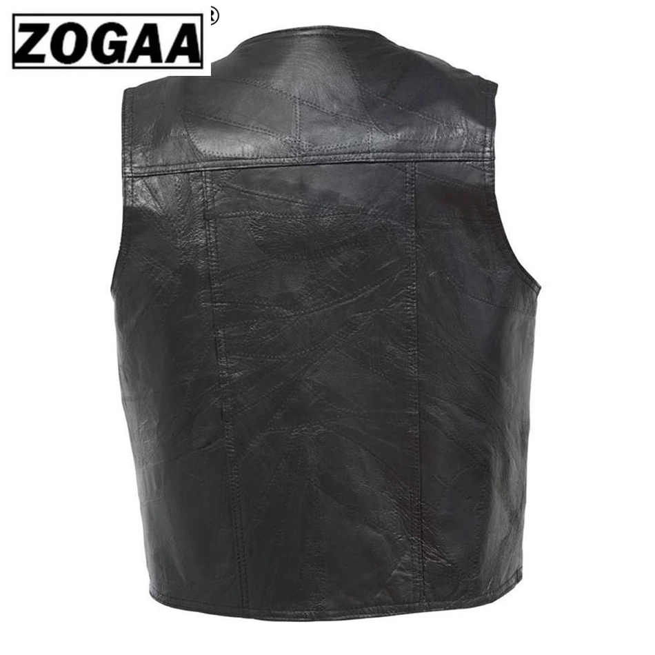 Мужской Байкерский жилет Черная байкерская безрукавка из натуральной кожи в