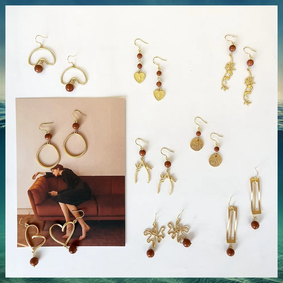 S925 металлические украшения нерегулярные красные бусины Висячие серьги для