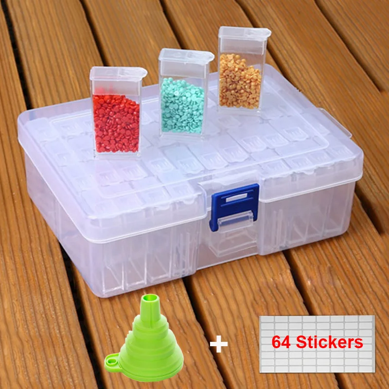 

Diamond Painting Rhinestone 42 Grids Storage Boxes Diamond Painting Cross Stitch Resin Rhinestone Beads Display Box Organizer