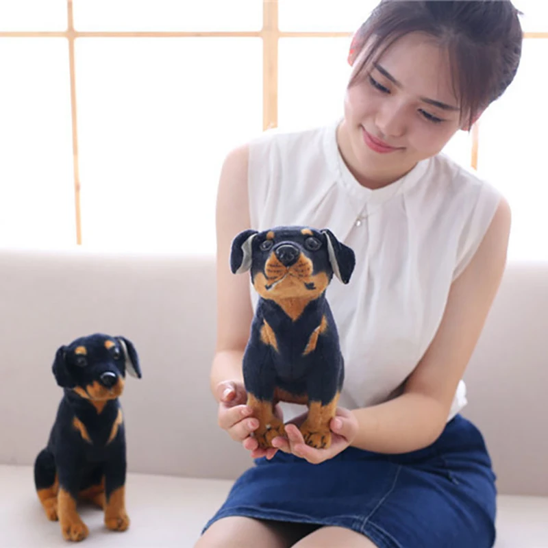 Реалистичная Имитация Черной собаки плюшевая игрушка плюшевое животное милая