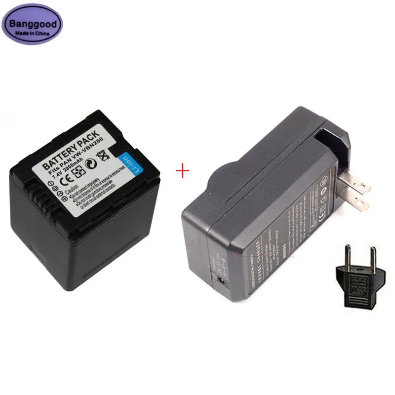 

2800mAh VW-VBN260 VWVBN260 Camera Battery + AC Charger For Panasonic HC-X800 HC-X900 VW-VBN390 VBN130 HC-X910 HC-X920 HDC-HS900