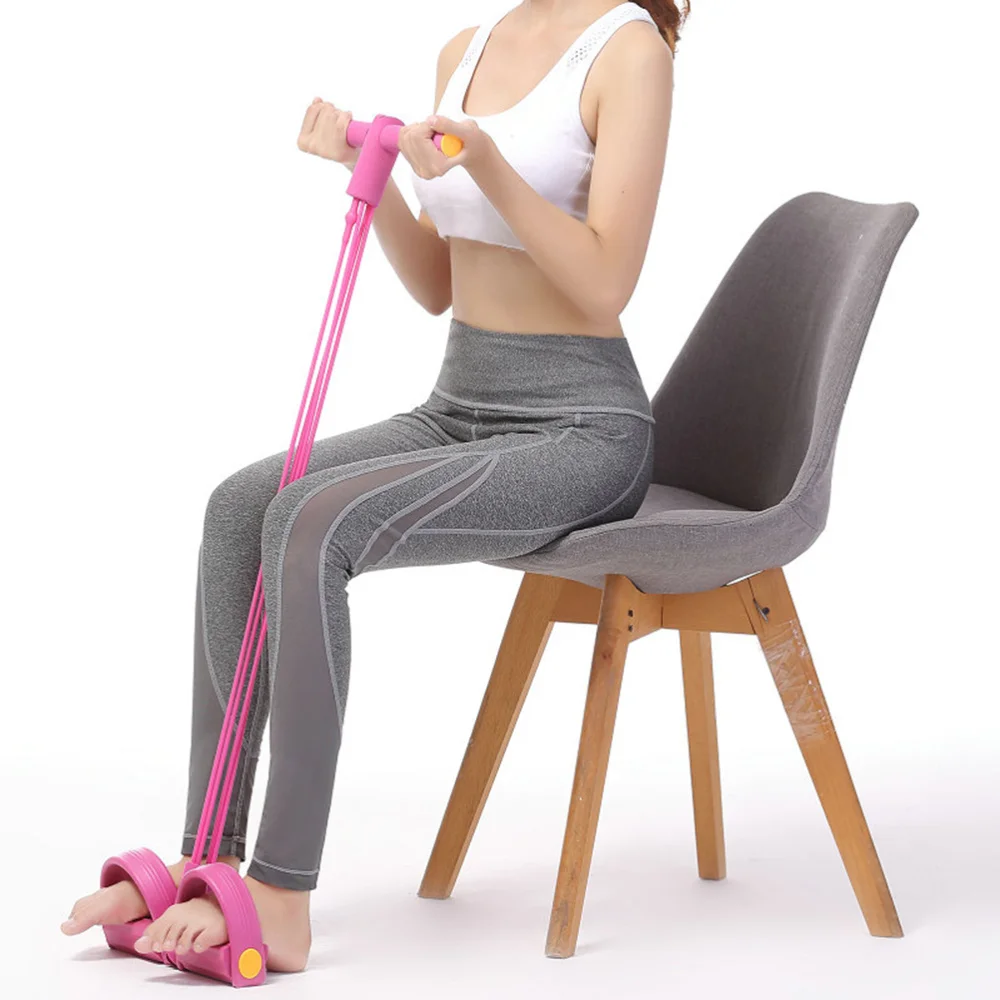 

1 Set of 2PCS Four-tube Foot Pedalling Puller Yoga Resistance Band Foot Pulling Band Yoga Sports Band Set Household Exercise Equ