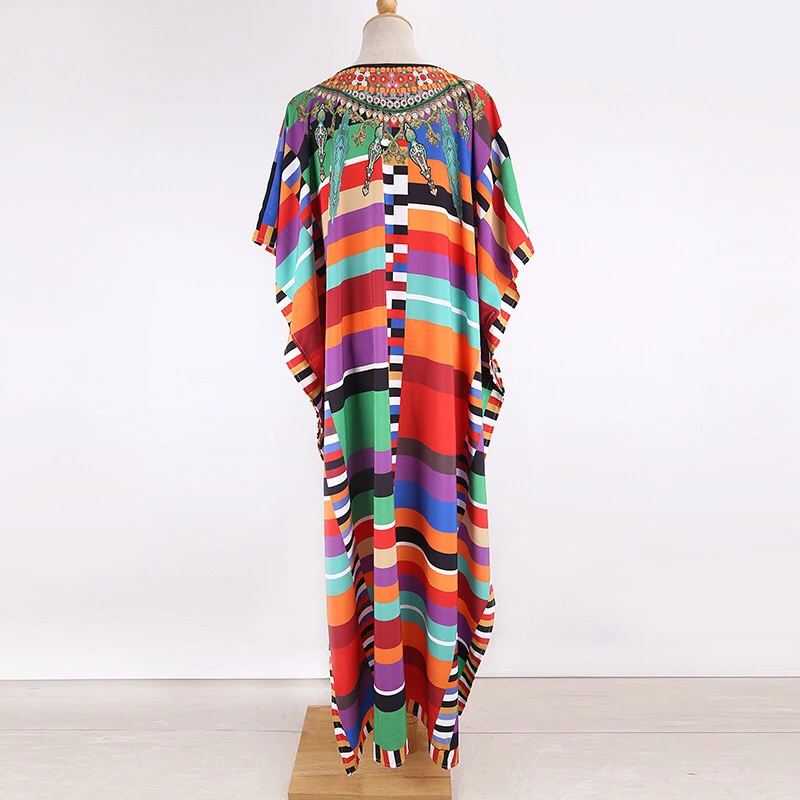 

Plus size Beach Cover up Robe Colorful Loose Bikini Cover up Tunic for Beach Sarong Pareos Bathing suit