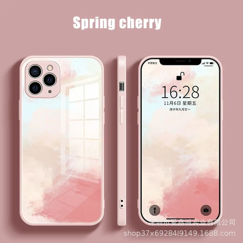 

PINZHENG Original Liquid Glass Luxury Case For Apple iPhone 11 12 Pro Max mini 7 8 6 6S Plus XR X XS MAX Shockproof Case Cover